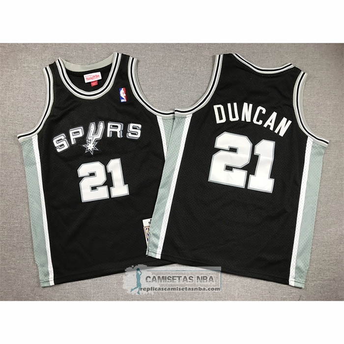 Camiseta Nino San Antonio Spurs Tim Duncan NO 21 Mitchell & Ness 1998-99 Negro
